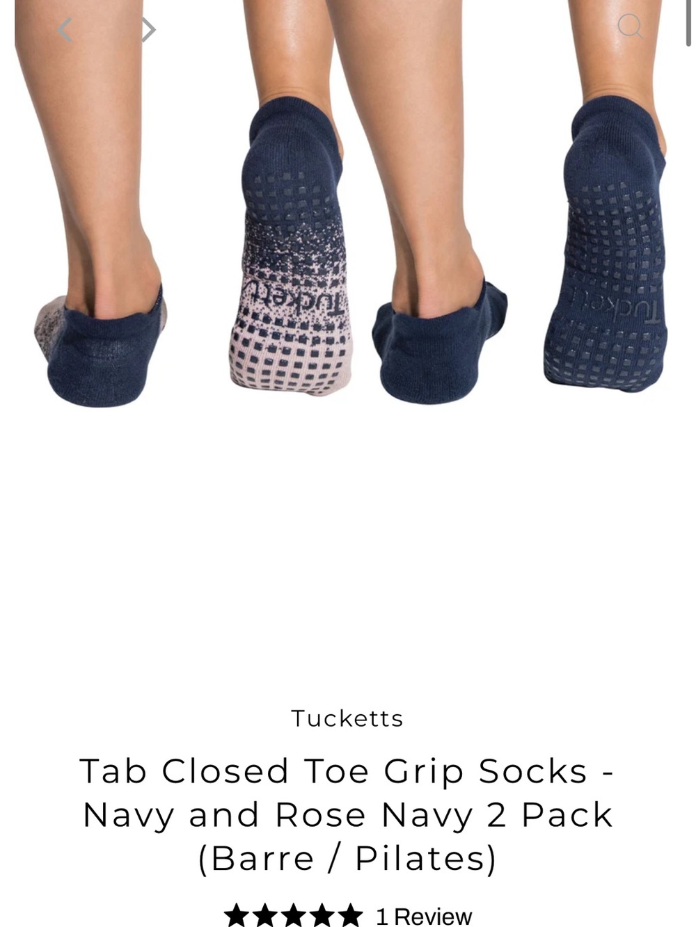 Women's Tab Closed-Toe Grip Socks - Navy & Rose Navy (2-Pack)